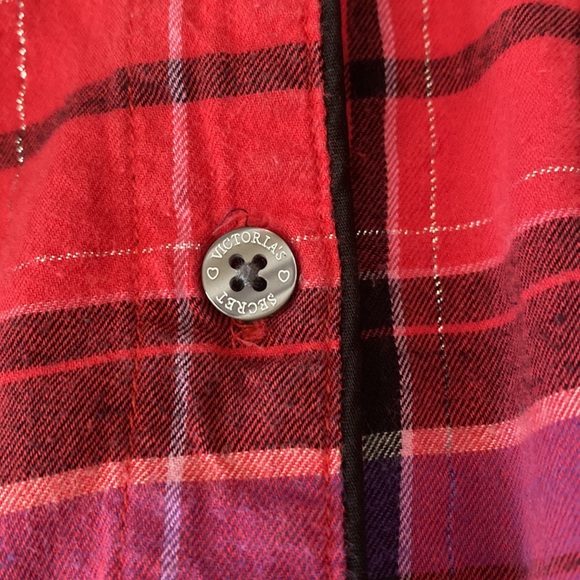 Victoria’s Secret Flannel Purple Red Pink Long Sleeve Nightgown Size XS - Picture 5 of 6